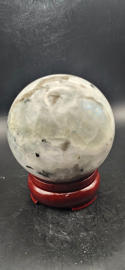 Rainbow moonstone sphere! 74mm, 2.9 inch, 1.4 pounds
