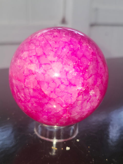 Pink crackle quartz! 14.7 ounces, 66mm, 2.6 inches