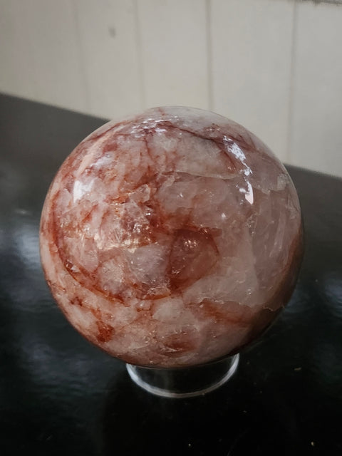 Fire quartz sphere! 2.6 pounds, 90mm, 3.56 inches
