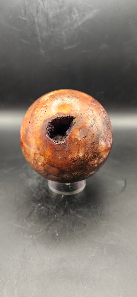 Ferruginous quartz sphere. 68.2mm, 2.68 inches, 15 ounces