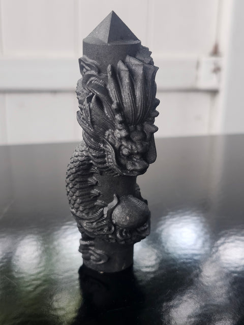 Shungite dragon tower! 2.7 ounces, 4.3 inches tall
