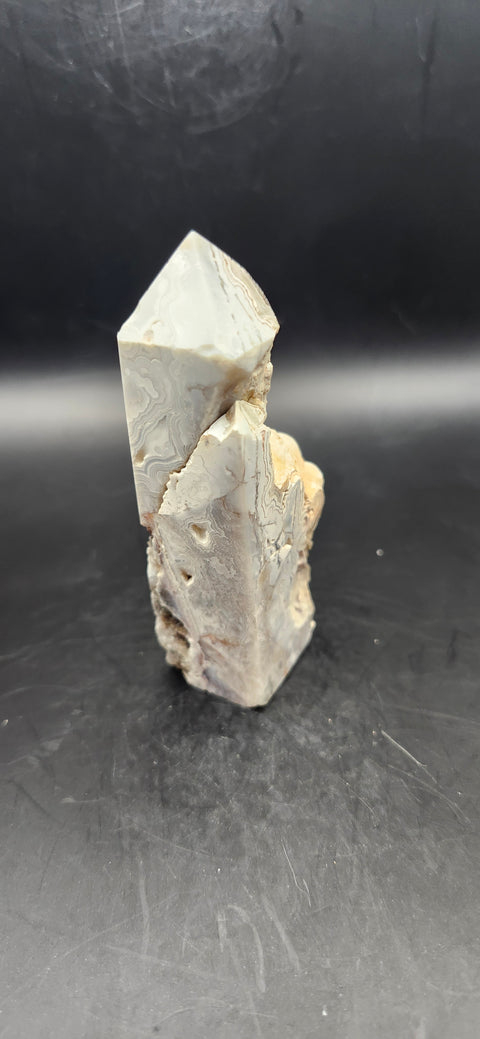 Crazy lace agate druzy free form tower! 3.2 ounces, 3.25 inches