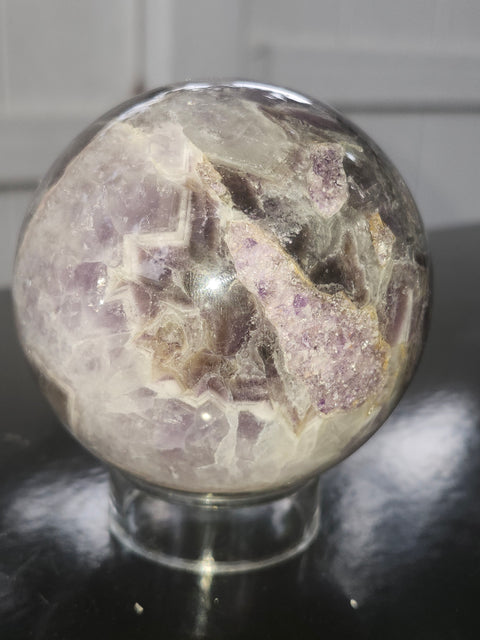Chevron amethyst sphere! 1.9 pounds, 79mm, 3.1 inches