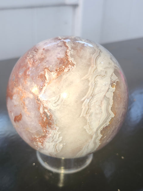 Amethyst lace agate sphere! 84mm, 3.3 inches, 1.14 pounds