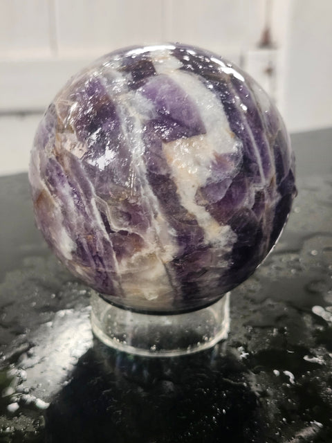 Chevron amethyst sphere! 3.05 inches, 1.7 pounds