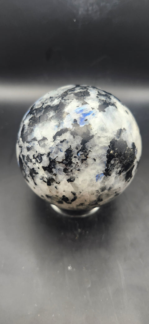 Rainbow moonstone sphere! 79.6mm, 3.13 inches, 1.10 pounds