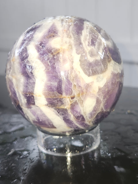 Chevron amethyst sphere! 3.05 inches, 1.7 pounds