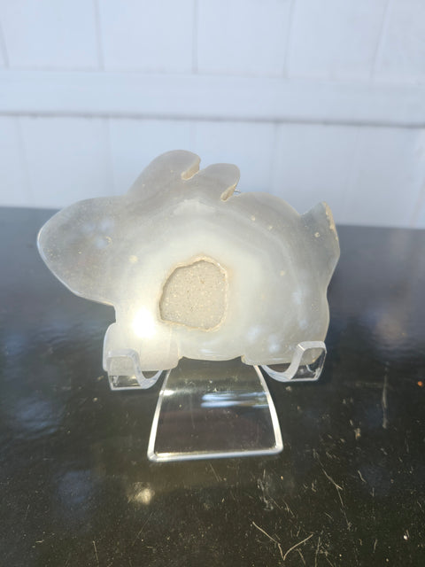 Druzy agate rabbit carving! 4.5 ounces, 3.5 inches wide, 2.5 inches tall