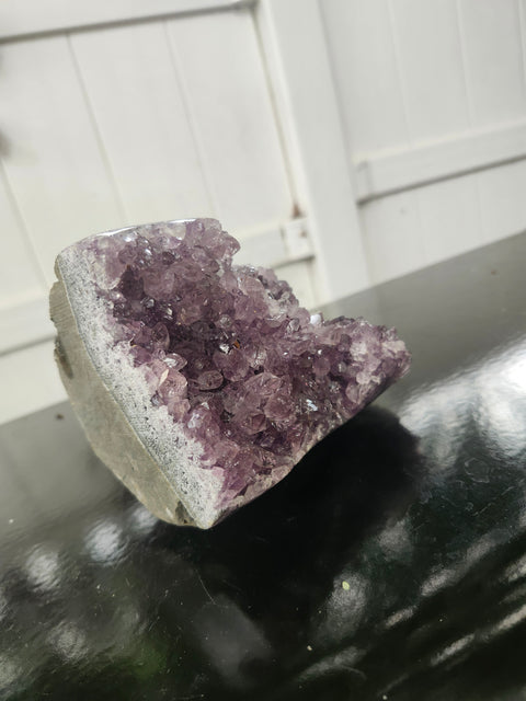 Amethyst cut base free form! 2.4 pounds, 4.5 inches tall, 3.3 inches wide