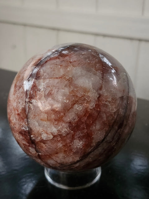 Fire quartz sphere! 2.6 pounds, 90mm, 3.56 inches