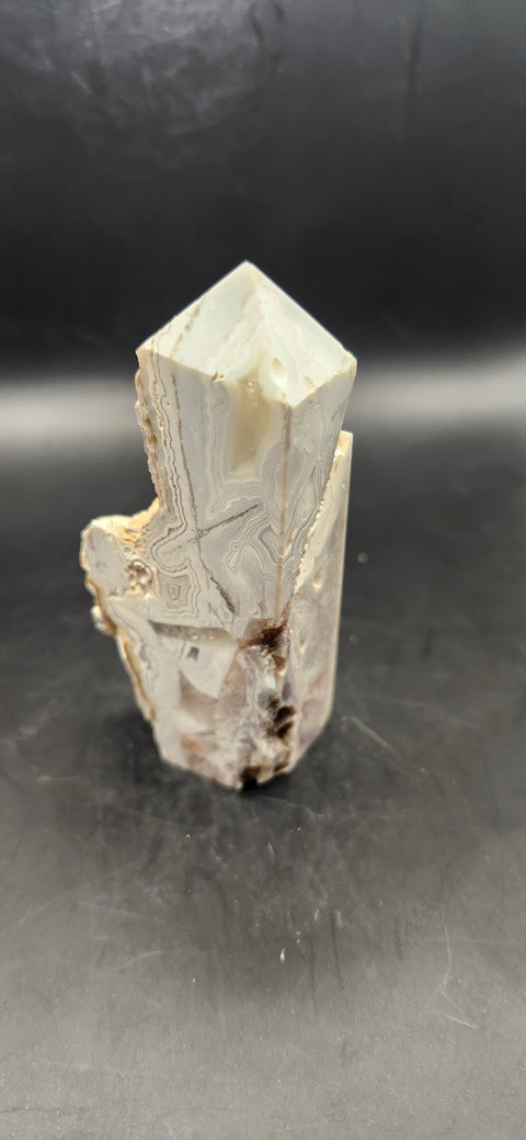 Crazy lace agate druzy free form tower! 3.2 ounces, 3.25 inches
