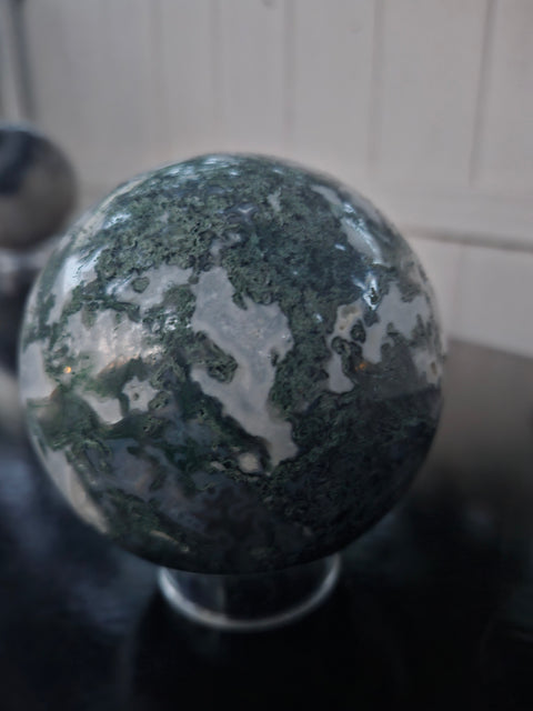 1.12 pound, 84.9mm, 3.34 inch moss agate sphere