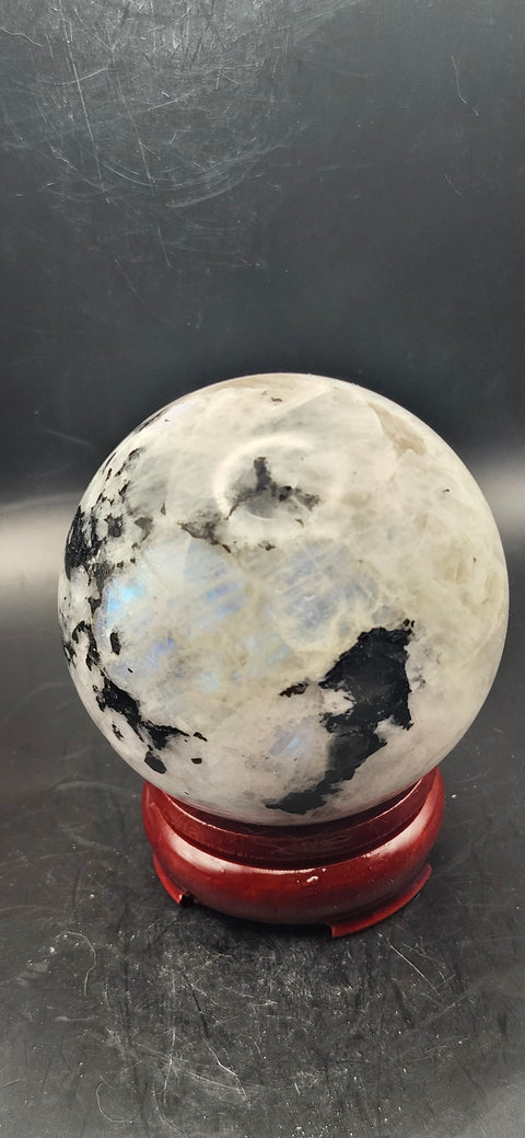 Rainbow moonstone sphere! 74mm, 2.9 inchs, 1.4 pounds