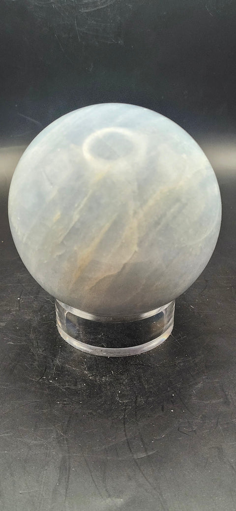 Blue calcite sphere! 73.5mm, 2.8 inches, 1.4 pounds!