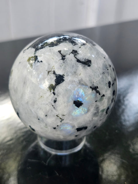 61mm, 2.40 inch, 11.5 ounce rainbow moonstone sphere