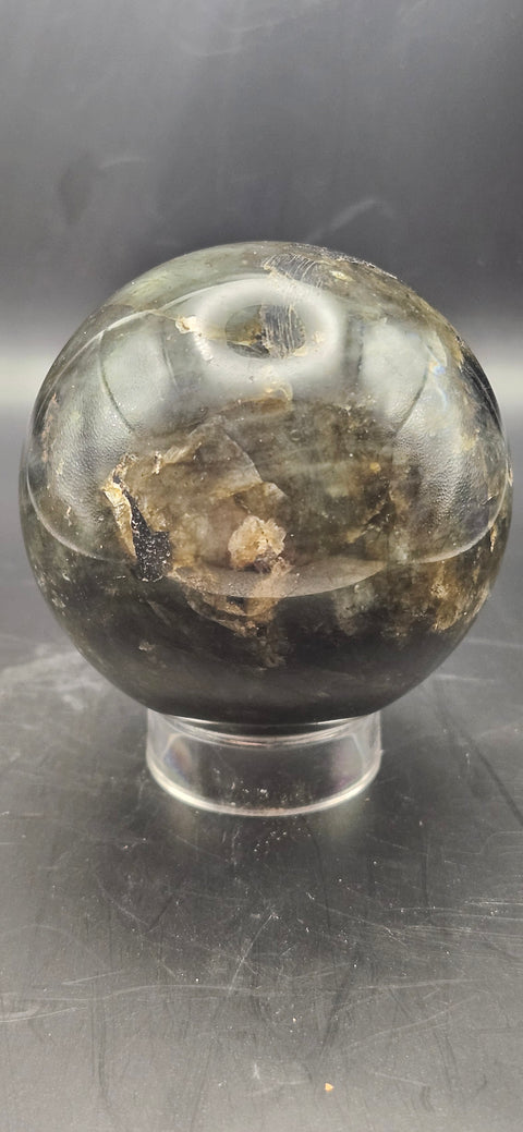 Labradorite sphere. 62mm, 2.44 inches, 12.2 ounces