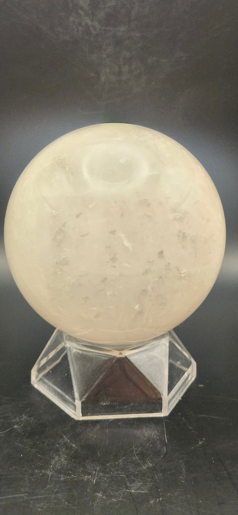 Clear quartz sphere. 68.4mm, 2.69, 15.8 ounces