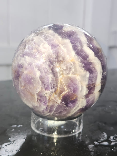 Chevron amethyst sphere! 3.05 inches, 1.7 pounds