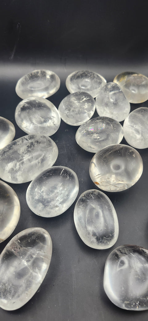 Clear quartz palm stones set of 2, 1 to 2 ounces!