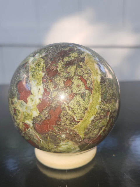 Dragon bloodstone sphere! 72mm, 2.8 inches, 1.5 pounds