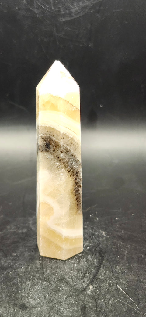 Striped yellow calcite tower! 2 ounces, 3.25 inches