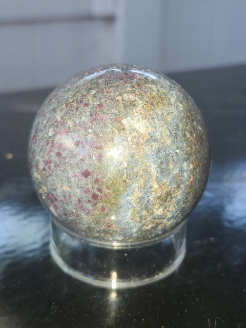 Ruby in kyanite sphere! 11 ounces, 54.5mm, 2.14 inches