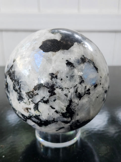Rainbow moonstone sphere! 2.7 pounds, 90mm, 3.55 inches