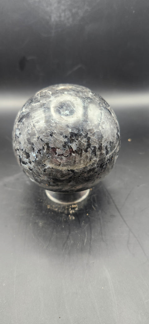 Larvikite sphere. 65.9mm, 2.59 inches, 14.5 ounces!
