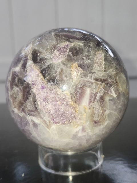 Chevron amethyst sphere! 1.9 pounds, 79mm, 3.1 inches