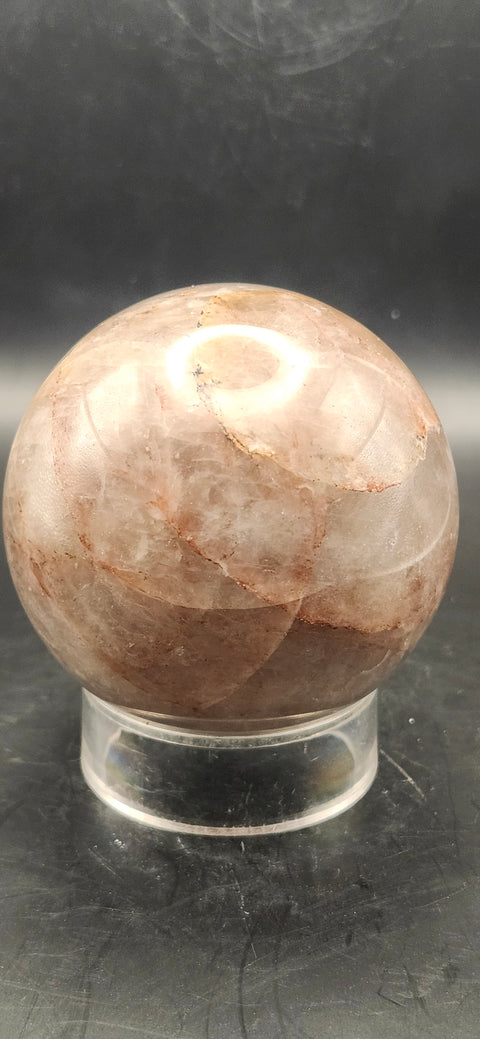 Fire quartz sphere! 64.3mm, 2.5 inches, 13 ounces