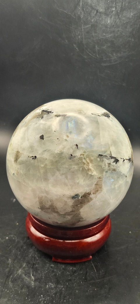 Rainbow moonstone sphere! 74mm, 2.9 inch, 1.4 pounds