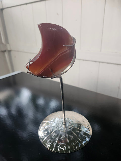 4.6 ounce carnelian moon with zodiac stand