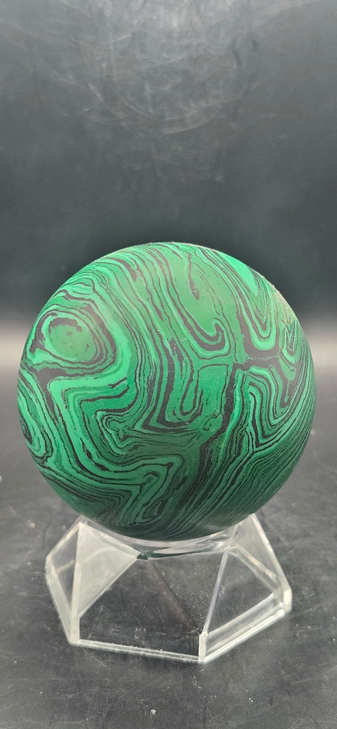 Malachite sphere! 61.5mm, 2.4 inches, 9.2 ounces!