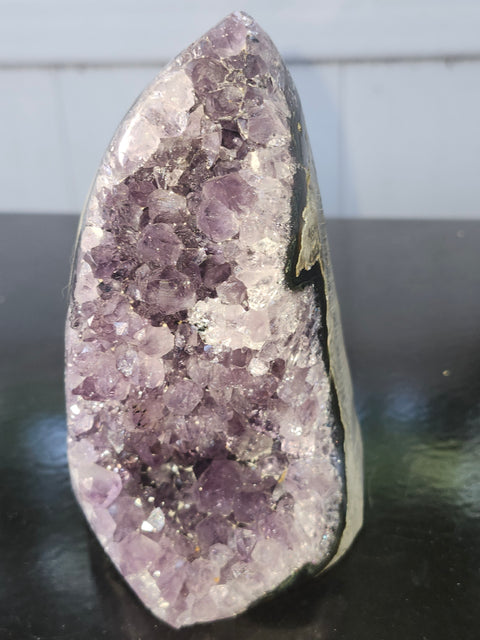 Amethyst cut base free form! 1.12 pounds, 4.9 inches tall, 2.8 wide