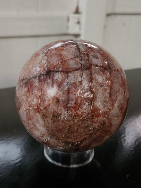 Fire quartz sphere! 2.6 pounds, 90mm, 3.56 inches