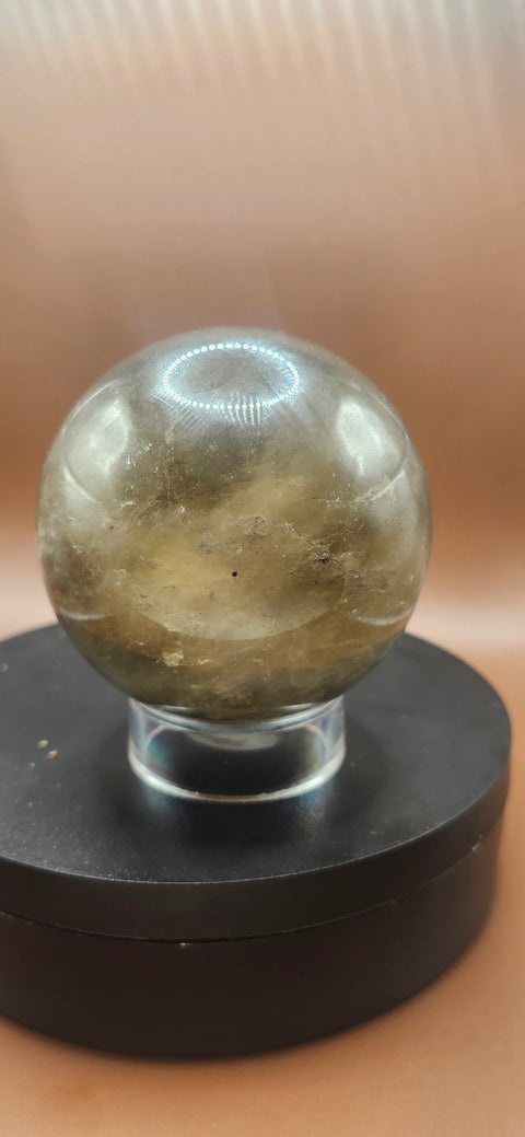 Smoky quartz sphere, 75mm, 2.95 inches, 1.5 pounds