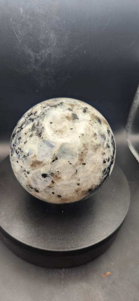 Rainbow moonstone sphere! 83mm, 3.26 inches, 1.14 pounds