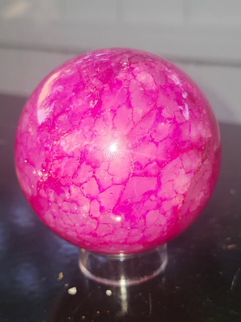 Pink crackle quartz! 14.7 ounces, 66mm, 2.6 inches
