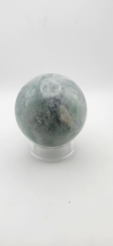 Green florite sphere. 60mm, 2.37 inches, 14.2 ounces