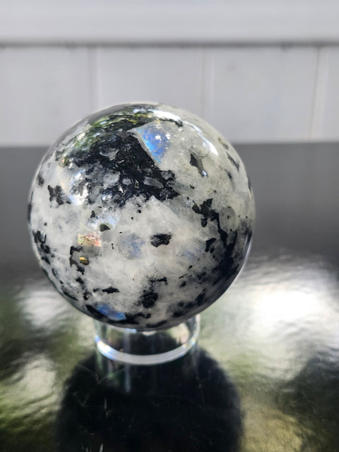 61mm, 2.40 inch, 11.5 ounce rainbow moonstone sphere