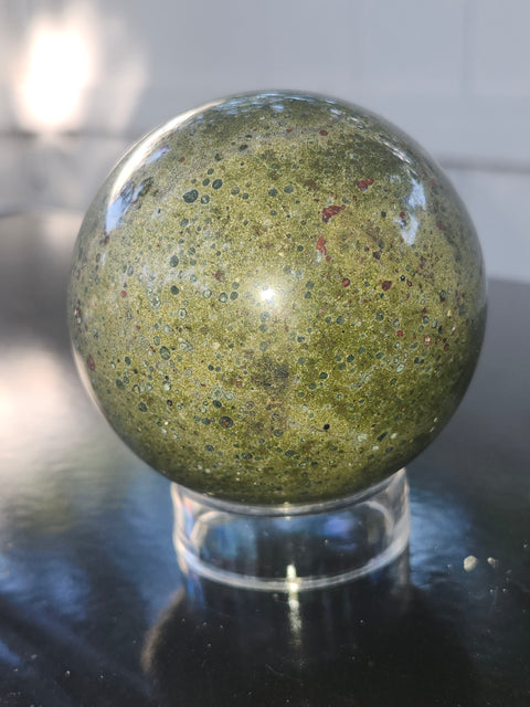 Olive opal sphere! 1.7 pounds, 73mm, 2.8 inches