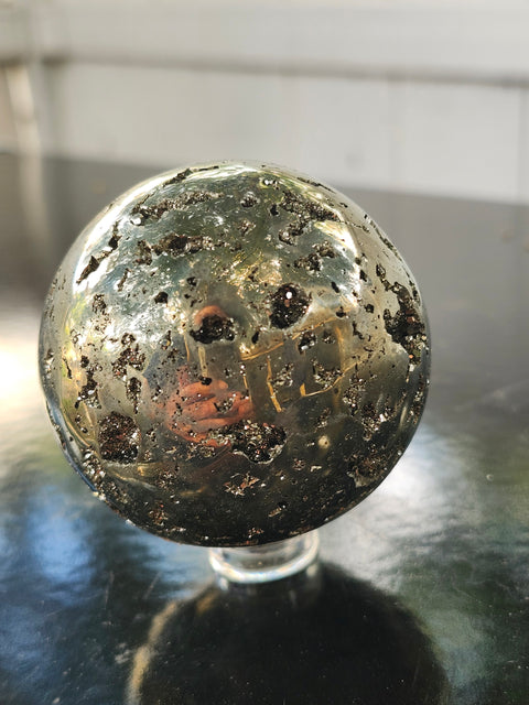 Pyrite sphere! 52.9mm, 2.08 inches, 11.1 ounces