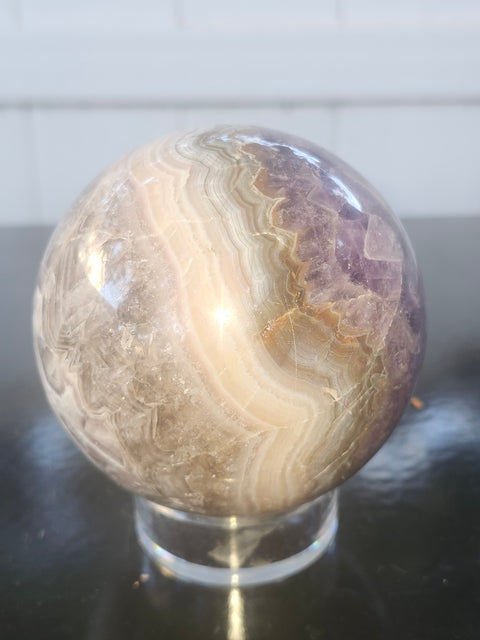 Amethyst lace agate sphere! 76mm, 3 inches, 1.6 pounds