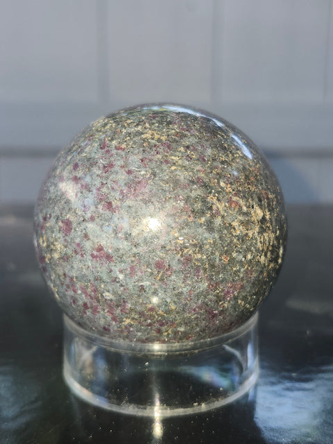 Ruby in kyanite sphere! 11 ounces, 54.5mm, 2.14 inches