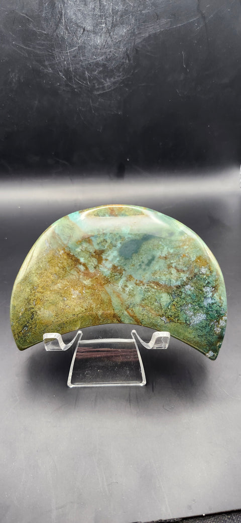 Green jasper moon! 10 ounces, 4 inches long