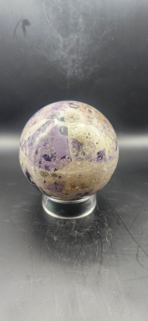 Purple opalized florite. 74.2mm, 2.92 inches, 1.5 pounds!