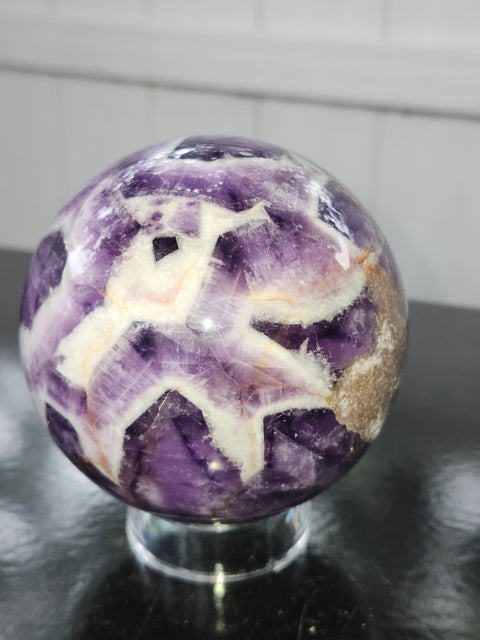 Dream amethyst sphere! 85.5mm, 3.36 inches, 1.15 pounds