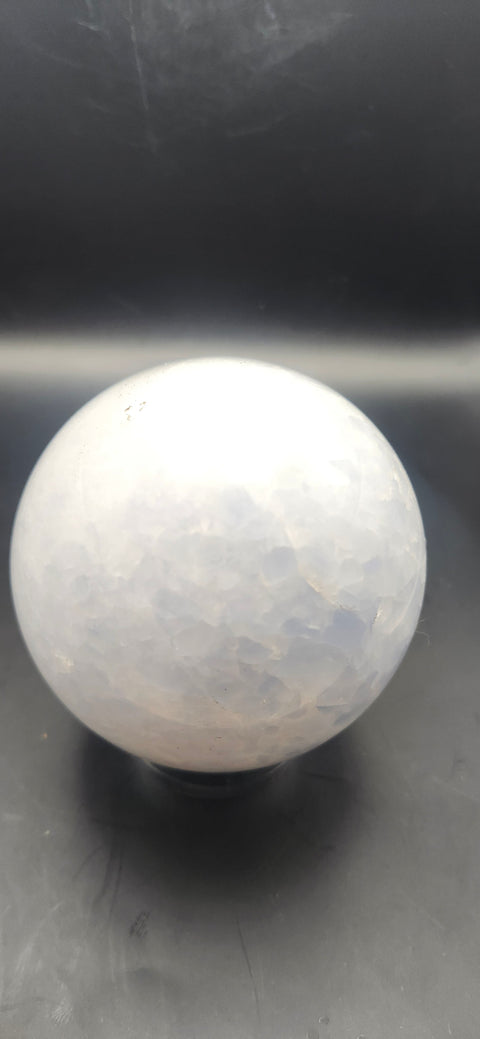 Blue calcite sphere. 80.4mm, 3.16 inches, 1.11 pounds