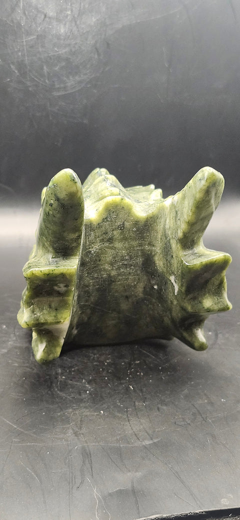 Nephrite dragon skull! 1.10 pounds, 4.5 inch head, 6 inch nose to horn