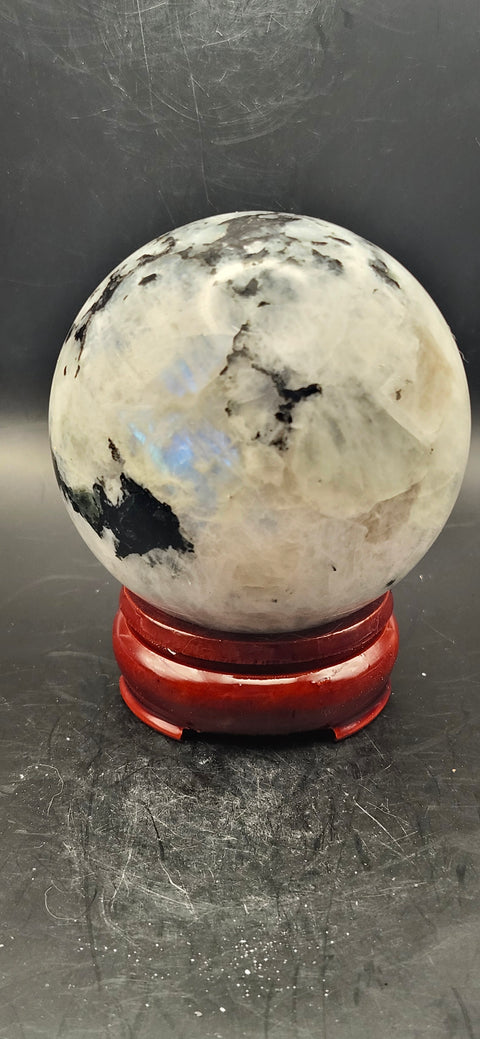 Rainbow moonstone sphere! 74mm, 2.9 inchs, 1.4 pounds